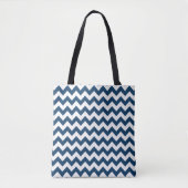 Navy zigzag, Navy Chevron, Geometrisch patroon Tote Bag (Voorkant)