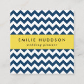 Navy zigzag, Navy Chevron, Geometrisch patroon Vierkante Visitekaartje (Voorkant)