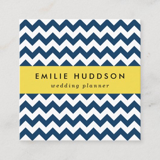 Navy zigzag, Navy Chevron, Geometrisch patroon Vierkante Visitekaartje (Voorkant)