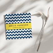 Navy zigzag, Navy Chevron, Geometrisch patroon Vierkante Visitekaartje