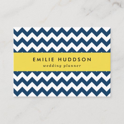 Navy zigzag, Navy Chevron, Geometrisch patroon Visitekaartje (Voorkant)