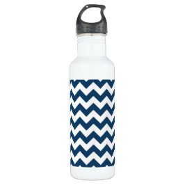 Navy zigzag, Navy Chevron, Geometrisch patroon Waterfles
