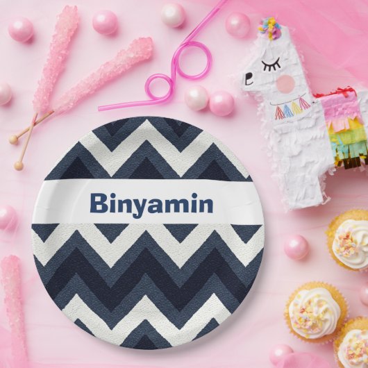 Navy zigzag upsherin bord (Feest)