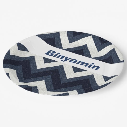 Navy zigzag upsherin bord (Gekanteld)