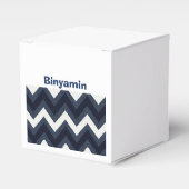 Navy zigzag upsherin gunstbox Met naam Bedankdoosjes (Voorkant Zijde)