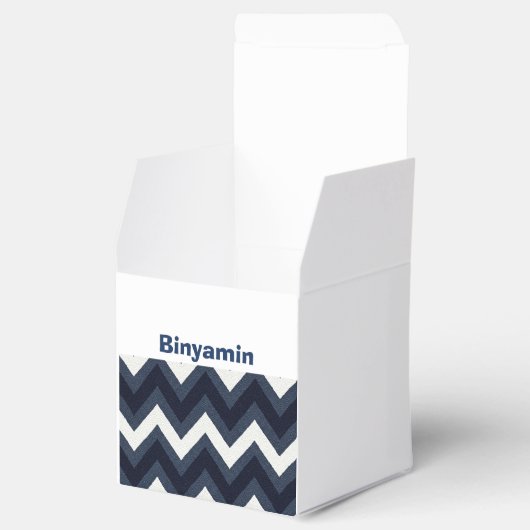 Navy zigzag upsherin gunstbox Met naam Bedankdoosjes (Geopend)