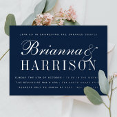 Navy Zijne en Hers Elegant Couples Shower Silver Folie Uitnodiging