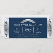 Navy & Zilver Evenement Ticket Zakelijk Logo Toega Kaart (Voorkant)