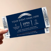 Navy & Zilver Evenement Ticket Zakelijk Logo Toega Kaart