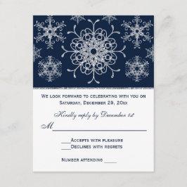 Navy Zilver Glitters LOOK Sneeuwvlokken RSVP Kaart