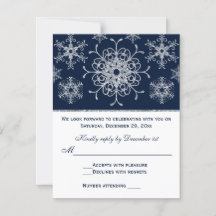 Navy Zilver Glitters LOOK Sneeuwvlokken RSVP Kaart