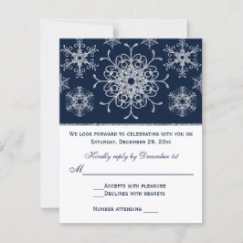 Navy Zilver Glitters LOOK Sneeuwvlokken RSVP Kaart