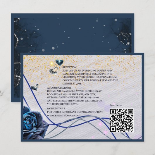 Navy Zilver Goud Enclosure Inzetstuk C met QR-code Informatiekaartje (Voorkant / Achterkant)