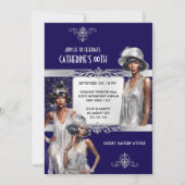 Navy zilver Great Gatsby Flapper meisjes verjaarda Kaart (Voorkant)