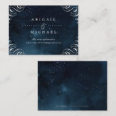 Navy zilver  kalligrafie bruiloft invoegen informatiekaartje (Voorkant / Achterkant)