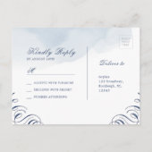 Navy zilver  kalligrafie glam bruiloft RSVP Uitnodiging Briefkaart (Achterkant)