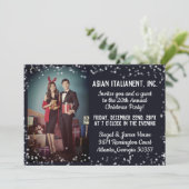 Navy Zilver Licht Foto Zakelijk Kerstfeest Kaart (Staand voorkant)