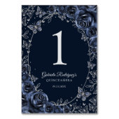 Navy Zilver Quinceanera Kaart (Achterkant)