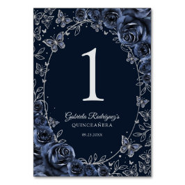 Navy Zilver Quinceanera Kaart