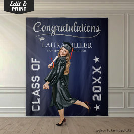 Navy & Zilver Verloop Foto Achtergrond Bewerkbaar Wandkleed