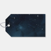 Navy zilveren kalligrafie glam bruiloft dank u cadeaulabel (Achterkant Horizontaal)