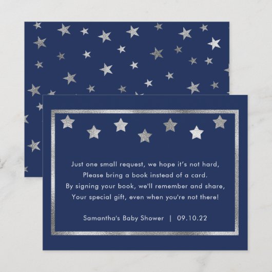 Navy Zilveren Ster Boek Aanvraagkaart, boeken voor Uitnodiging Briefkaart (Voorkant / Achterkant)