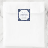 Navy Zilveren Twinkle sterren dank u gunst Vierkante Sticker (Tas)