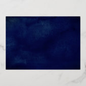 Navy zilveren vlinderjurk Quinceanera Folie Uitnodiging (Achterkant)