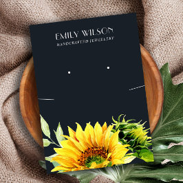 NAVY ZONNEBLOEM HERFST KETTING OORBEL DISPLAY KAAR VISITEKAARTJE