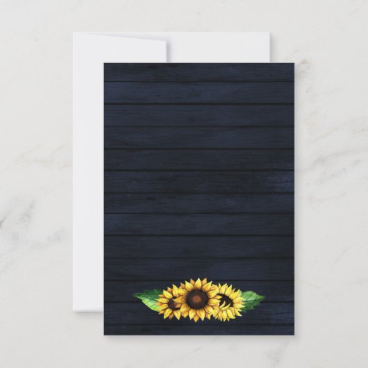 Navy Zonnebloemen Schuur hout landelijke chique br RSVP Kaartje (Achterkant)