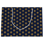 Navy zwart en wit Chanoeka Golden David Star Groot Cadeauzakje (Voorkant)