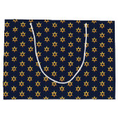 Navy zwart en wit Chanoeka Golden David Star Groot Cadeauzakje (Achterkant)