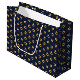 Navy zwart en wit Chanoeka Golden David Star Groot Cadeauzakje
