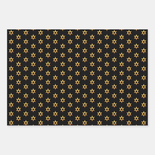 Navy zwart en wit Chanoeka Golden David Star Inpakpapier Vel (Voorkant)