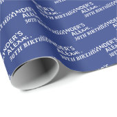 Navyblauw 30e Verjaardag Naam Leeftijd Cadeaupapier (Rol Hoek)