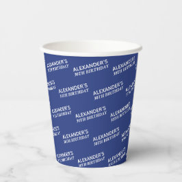 Navyblauw 30e verjaardagsnaam papieren bekers