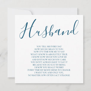 Navyblauw aan mijn man Gedicht van vrouw Kaart