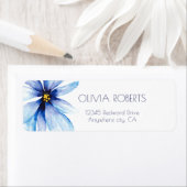 Navyblauw Bloem Minimalistische Retouradres Sticke Etiket (Insitu)