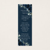 Navyblauw Bloemig Foto Funeral Herdenkingsbladwijz Mini Visitekaartjes (Achterkant)