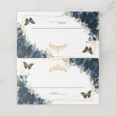 Navyblauw bloemig goud Quinceañera 16e verjaardag Plaatskaartje (Buitenkant ongevouwen)