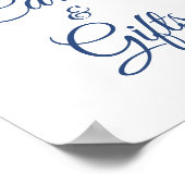 Navyblauw & Blush Bloemen Bruiloft Kaarten en Cade Poster (Hoek)