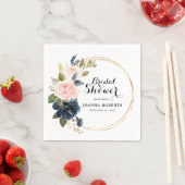 Navyblauw Blush Roze Roos Botanisch Servet (Insitu)