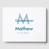 Navyblauw bruidsjonker naam letter datum mannelijk gastenboek (Achterkant)