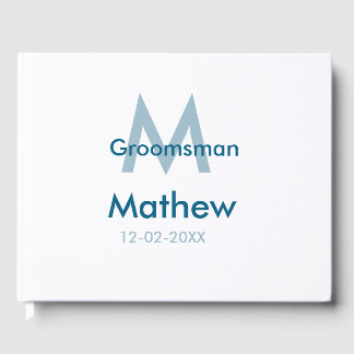 Navyblauw bruidsjonker naam letter datum mannelijk gastenboek