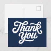 Navyblauw Calligraphy Vet Bedankt Briefkaart (Voorkant / Achterkant)