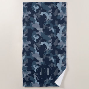 Navyblauw Camo Middernacht Militair Patroon Monogr Strandlaken