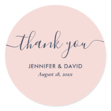 Navyblauw en Blush Modern Script Bedankt