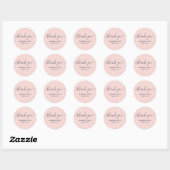 Navyblauw en Blush Modern Script Bedankt Ronde Sticker (Vel)