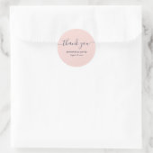 Navyblauw en Blush Modern Script Bedankt Ronde Sticker (Tas)