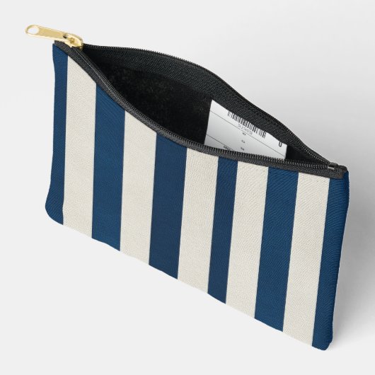  Navyblauw en Crème Verticale Streep Naadloos  Etui (Open)